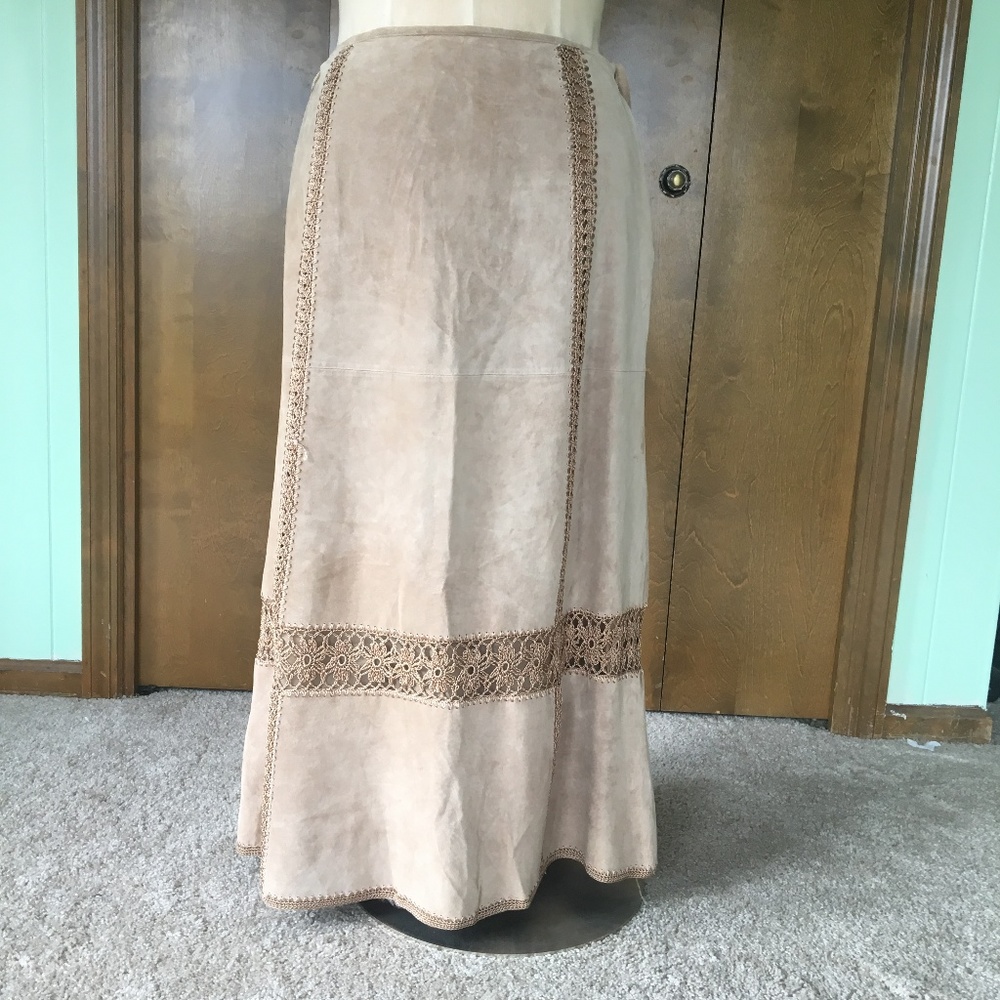 Leather & Crochet Boho Skirt